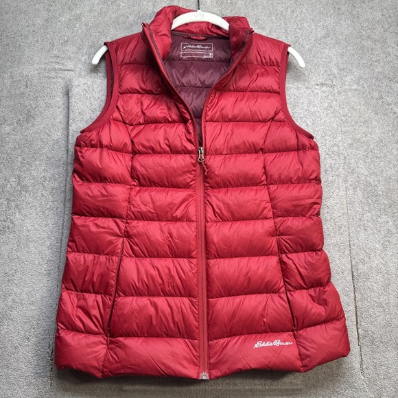 Eddie Bauer EB650 Down Vest Men's Medium Red Packable Puffer Outdoor Travel Warm - Picture 1 of 10